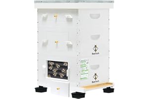 BeeTech Newest Windows 10 Frame Bee Hive Kit Hand Painted Includes Unassembled Bee Hive Box with Beehive Frames and Foundations (2 Deep & 1 Medium)