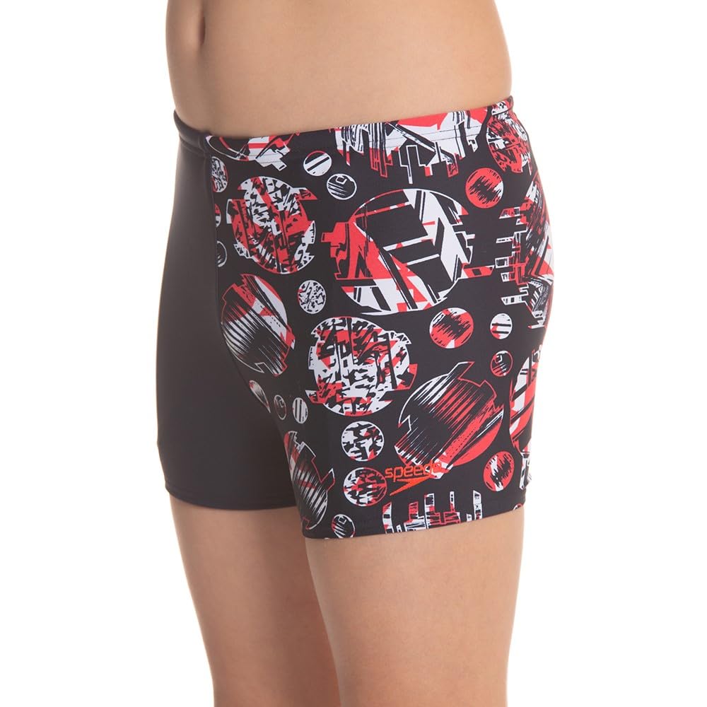Speedo Kids Glitchamp All Over Aquashort Boys - True Navy & Lava Red 1