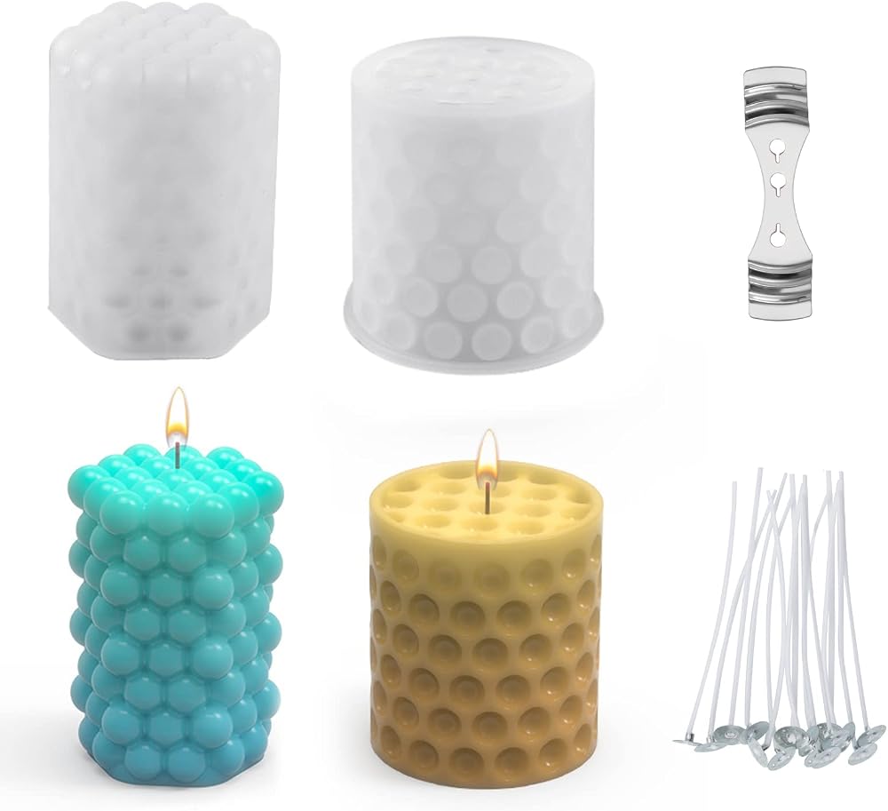 URAQT 2 Pack Candle Mold with 15 Wicks & Stainless Holder - DIY Craft