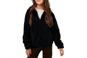 Haloumoning Girls' Outerwear Jackets Kids Soft Fleece Zip up Hoodie with Pockets 5-14 years