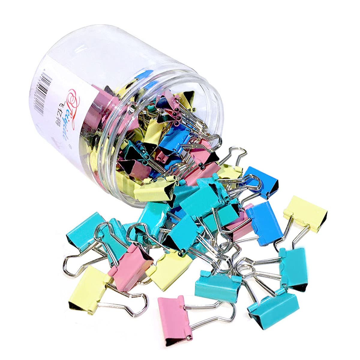 SyiXute 60 Pcs Colored Metal Binder Clips, 15mm, 4 Colours (Blue, Yellow, Pink, Green), Foldback Clips for Office School Home