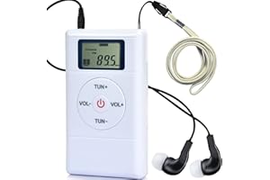 ZHIWHIS Mini Portable FM Radio, Stereo LCD Digital Display Tuning Pocket Walkmen Transistor Conference Receiver with Earphone, Small Pocket Radio Operated by AAA Batteries for Walking/Running