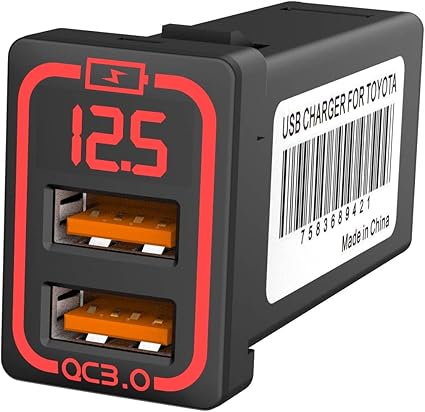 Amazon Co Jp Chelink 車載qc3 0 カーチャージャー デュアルusbポート 急速充電usb スマホ充電 表示電圧アンペア Toyota 車系用usb充電器トヨタ車系用車載 Ledライト 赤 車 バイク