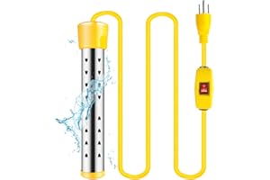 FITORCH Immersion Water Heater, Portable Bucket Heater with Switch + Temperature Control, 304 Stainless Steel Anti-scalding, Submersible Water Heater Bathtub Heats up to 5 gallons of Water in Minutes