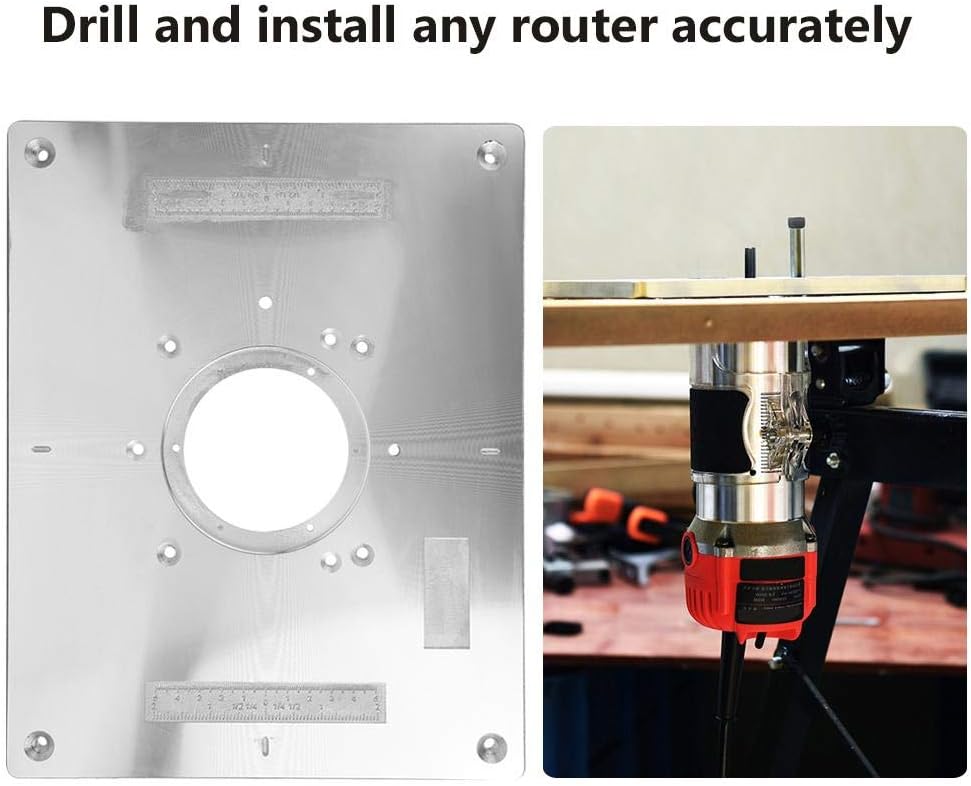 Smandy Aluminum Alloy Router Table Insert Plate with Insertion Ring, 11.81 x 9.25 x 0.37 inch, 300 x 235 x 9,5 mm - Image 5