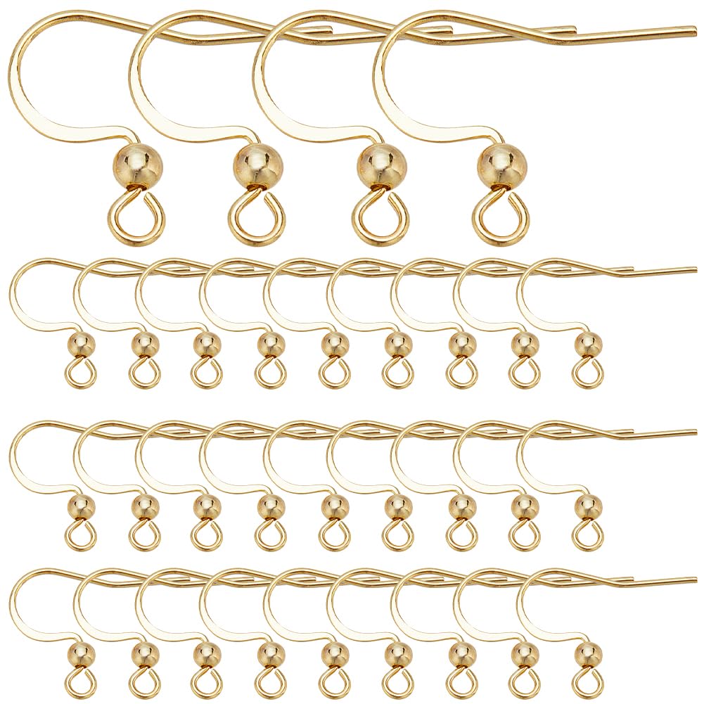SUNNYCLUE 1 Box 200Pcs Earring Hooks Real 18K Gold Plated Stainless Steel French Earring Hooks Fish Hook Ear Wires with Openable Loops Hypoallergenic Earrings Findings for Jewellery Making Supplies