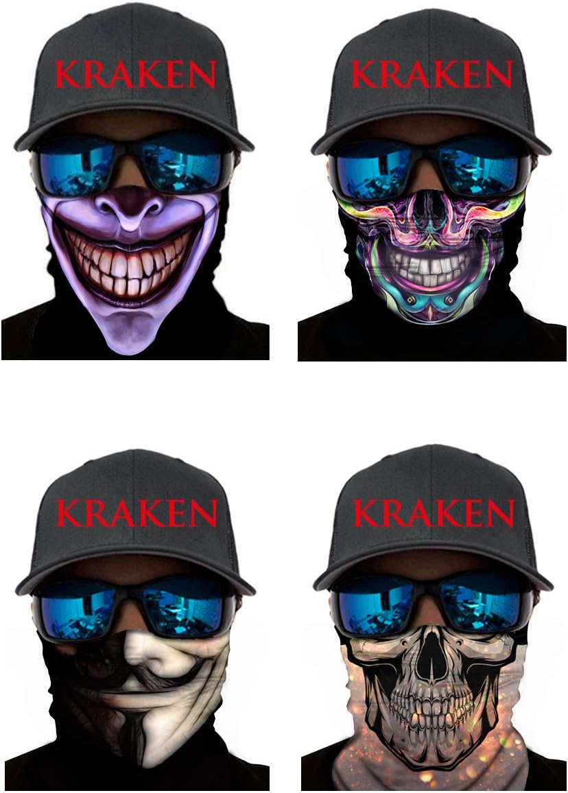 4 Pack Face Shield, Mask, Neck Gaiter, Balaclava, Bandana, Headband for UTV ATV Motorcycle Dust UV Protection, Skiing, Mountain Biking, Fishing, Hunting (4 Gaiters 1)