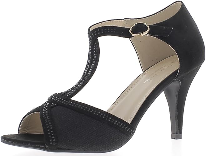 sandalias negras tacon