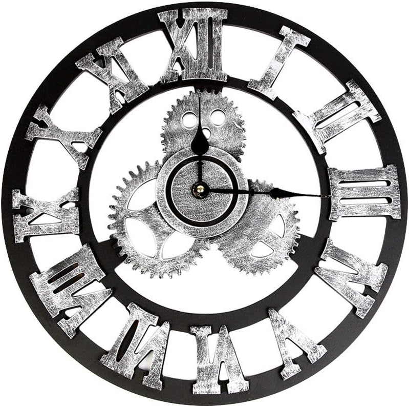 Framy 3D Vintage Wall Clock Silent Wall Clock Wooden Roman Numeral Large Round Non-ticking Quartz Decoration Art Clocks 80cm/32 inch,a,32in