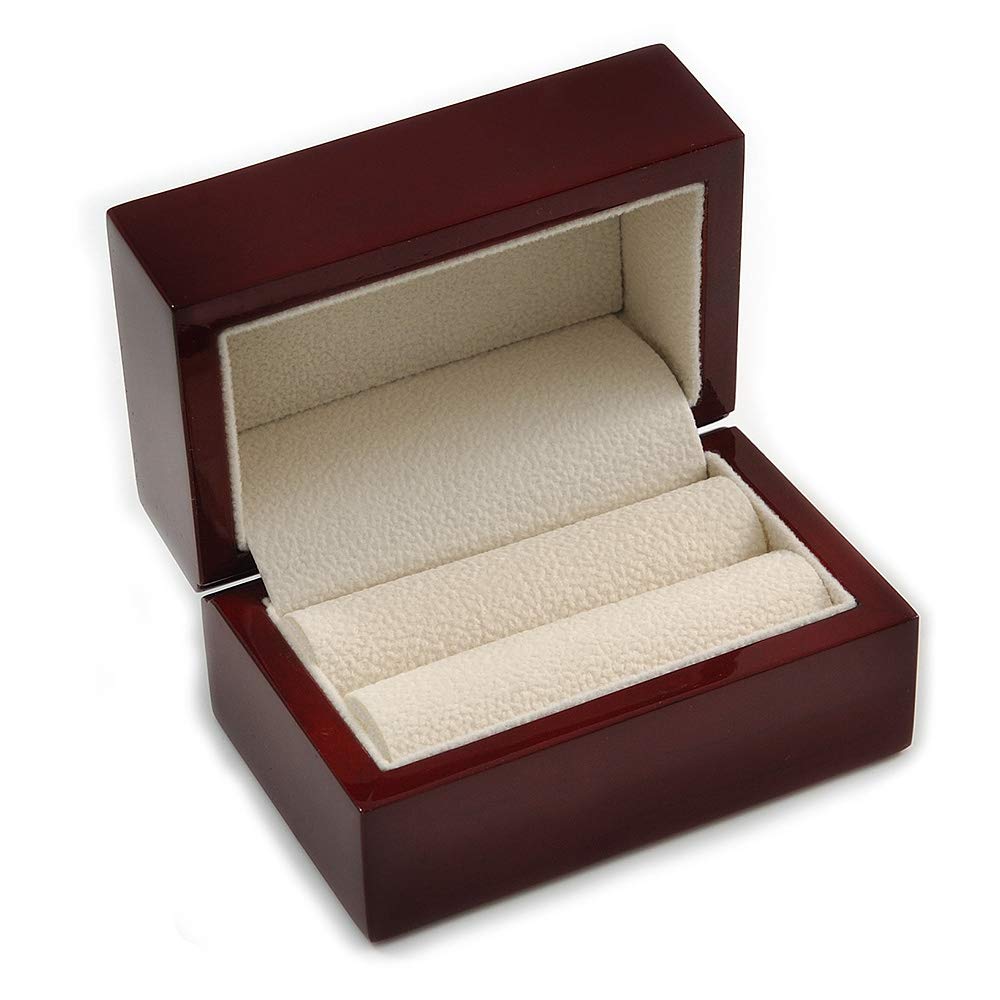 Avalaya Luxury Wooden Mahogany Gloss Wedding Double Ring/Stud Earrings Box (Rings are not included)