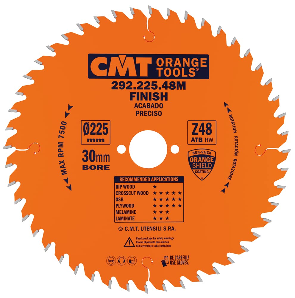 CMT Orange Tools 292.225.48 M – Crosscut Saw Blade for Portable Machines 225X2.8X30 Z=48 1