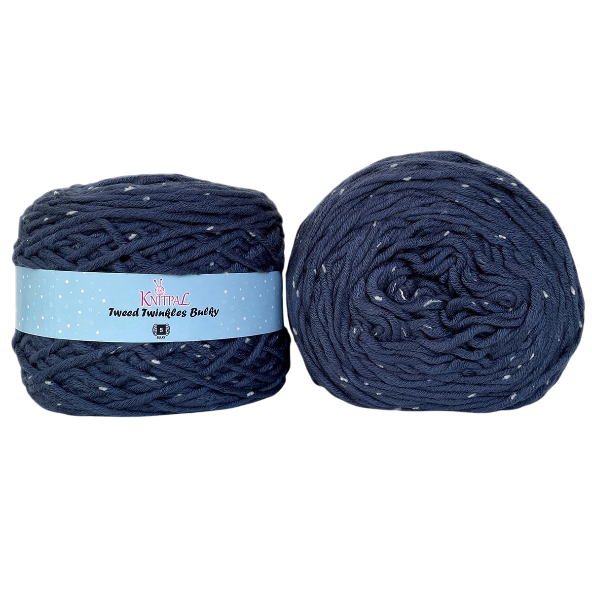 Tweed Twinkles Bulky, Super Soft Baby Blanket Textured Speckled Yarn Pack of 2 (360m/400g), #5 Bulky Chunky Weight, Machine Wash (Blue Gray)