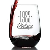 Bevvee Vintage 1983 Stemless Wine Glass - 43rd Birthday Gifts for Women & Men Turning 43 - Bday Party Decor - Large 17 oz