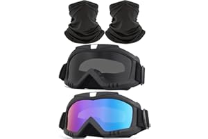 Immoono 2Pcs Dirt Bike Goggles With Neck Gaiter, Motorcycle ATV Riding Ski Racing Goggles Windproof