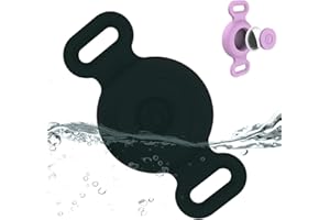 TYANUZZ Waterproof Airtag Dog Collar Holder Compatible with Apple AirTag, Silicone Waterproof Air Tag Case for Dog Collar, Anti-Lost AirTag Holder for Pet Cat Dog GPS Tracker (Black)