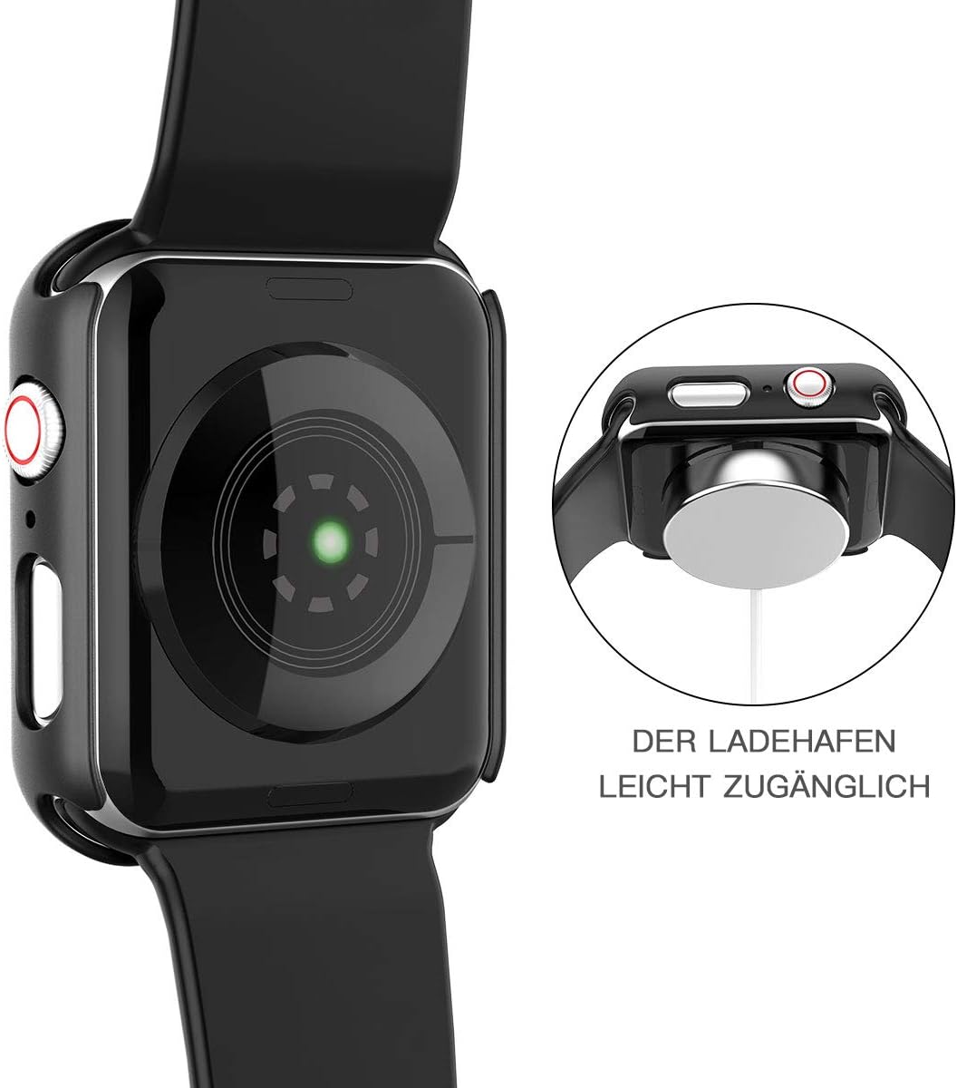 Misxi Black Hard Case for Apple Watch Series 5 / Series 4 with Tempered Glass Screen Protector 360° All-Round Ultra-Thin Protective Case for iWatch Series 5 / Series 4 - Image 5