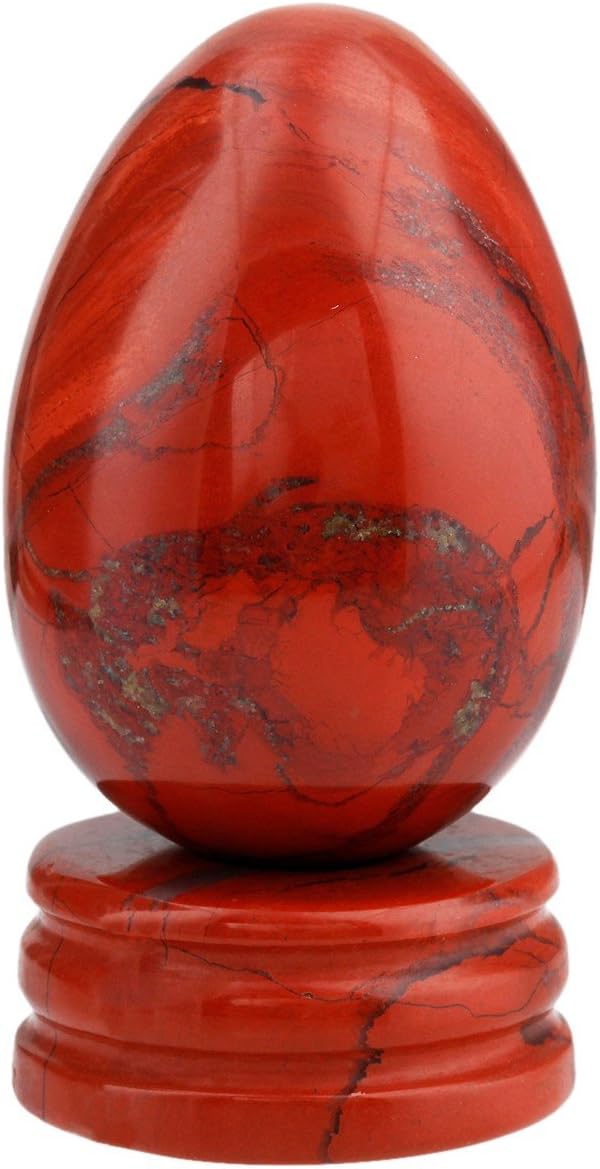 Shanxing Red Jasper Crystal Egg with Stand,Carved Stone for Crystals Healing Reiki Decoration