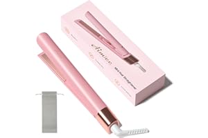 AIMSEE Mini Flat Iron 1 Inch Ceramic Mini Hair Straightener, Small Flat Irons for Short Hair, Curls Bangs, Dual Voltage for Travel,Dual Voltage for Worldwide Use, Pink