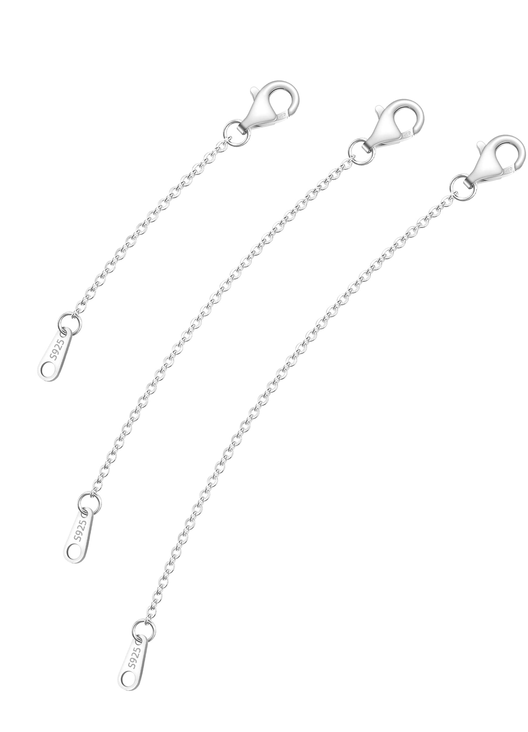 VANBARIS Sterling Silver Necklace Extenders for Women Silver Chain Extension Bracelet Extender Sterling Silver Chain Extenders for Necklaces 3 Piece Set (2, 3, 4 inch)