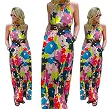 YUTRENDS Women's Summer Sleeveless Floral Print Bohemian Beach Maxi Dress