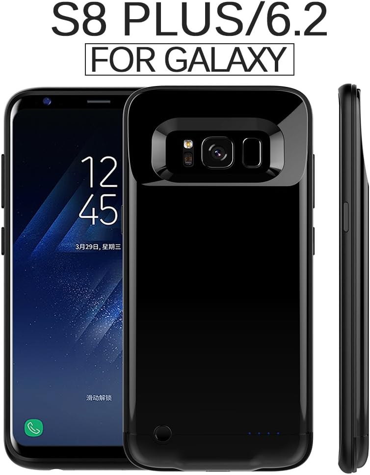 REDGO S8 Plus Battery Case, 5000mAh Rechargeable Extended External Battery Charger Case, Backup Power Bank Case for Samsung S8+, 6.2 inch, Jet Black