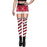 ALBIZIA Women's Satan Cluas Ugly Christmas Xmas Leggings Funny Costume Tights