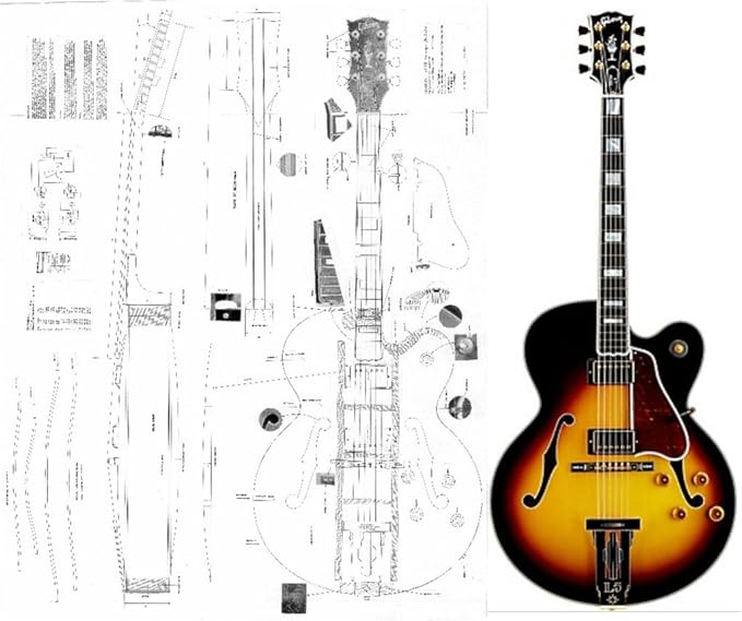 Gibson L5 CES Archtop Electric Guitar Plans Full Scale