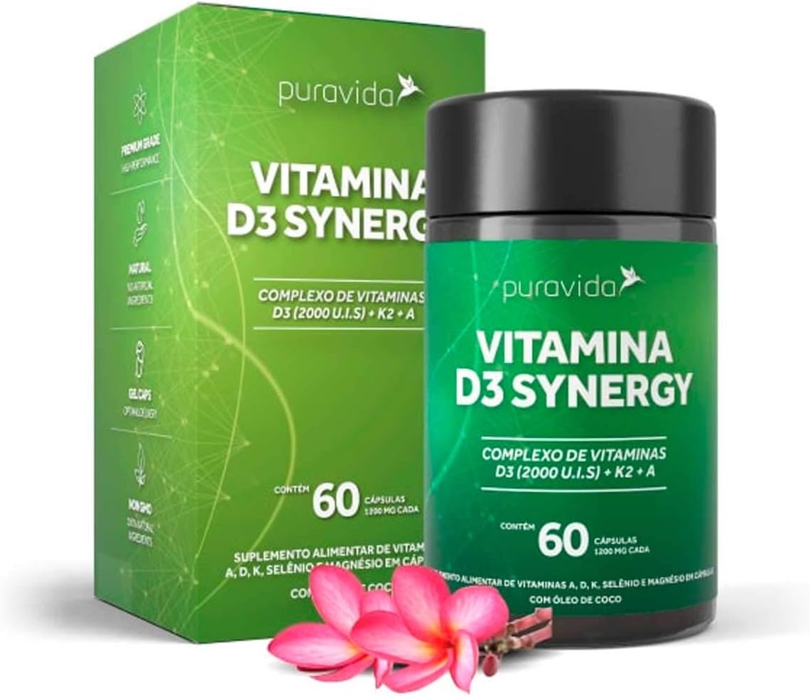 Vitamina D3 Sinergy (Vitaminas D3 2000ui+k2+A) por PuraVida