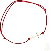 Catholic Town inspirational adjustable red cord bracelet with stainless steel cross (SSBSCROS-REDG)