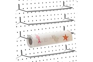 AccEncyc 4 Pack Pegboard Towel Holder Pegboard Hooks for Paper Towels, Kitchen Towels, Stickers, Tapes Great Peg Board Organizer Accessories for Workshop, Garage, Kitchen