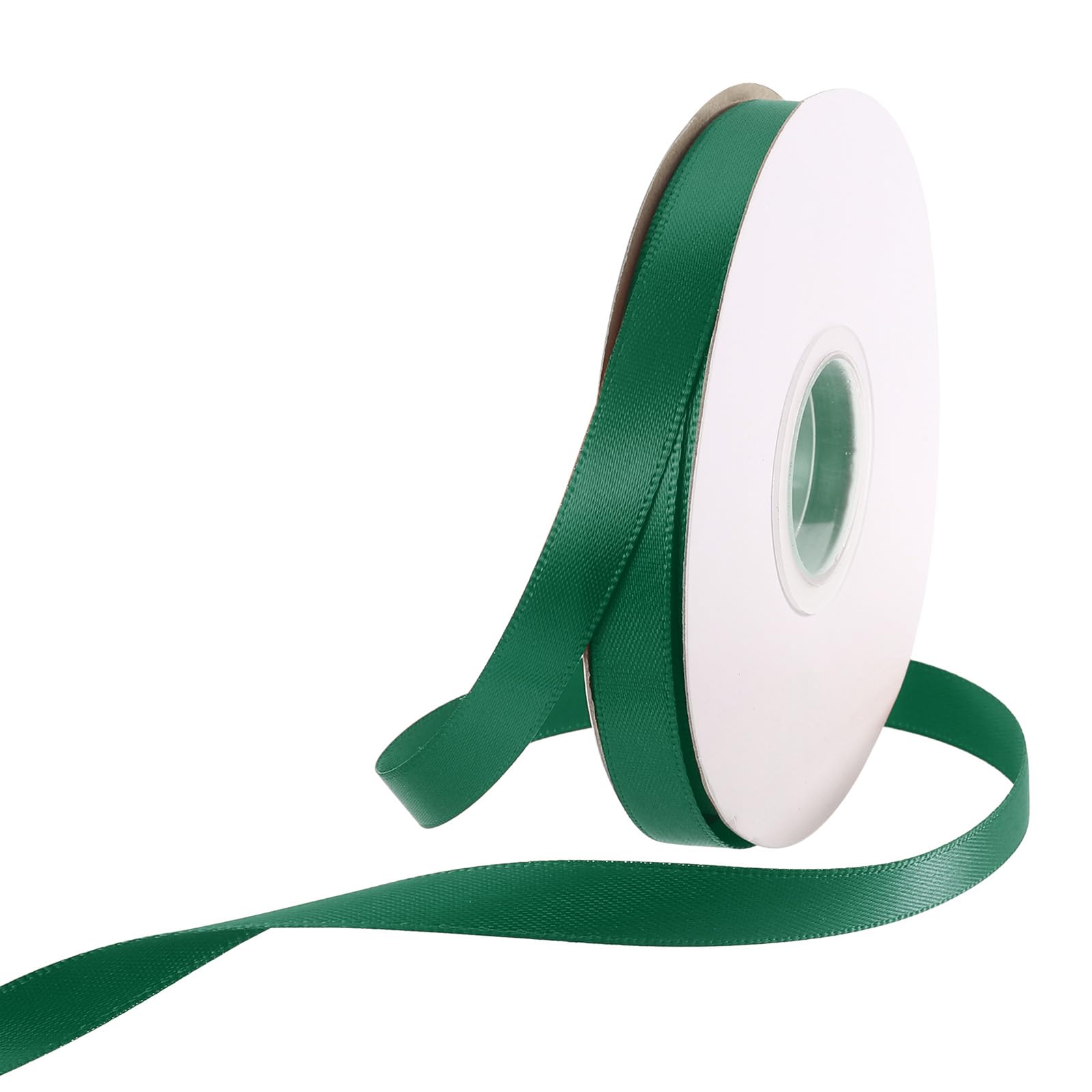Rebower 10mm Satin Ribbon 46m Thick Double Face Grosgrain Silk Ribbon, [for Gift Wrapping, Hair Bows, Wedding, Cake, Flower] - 50 Yard/150ft/ Forest Green
