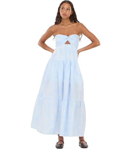 Forever 21 Women's Maxi Dress with Twist Front, Sweetheart Neckline and Tiered Skirt, Brown, S at Amazon Women's Clothing store