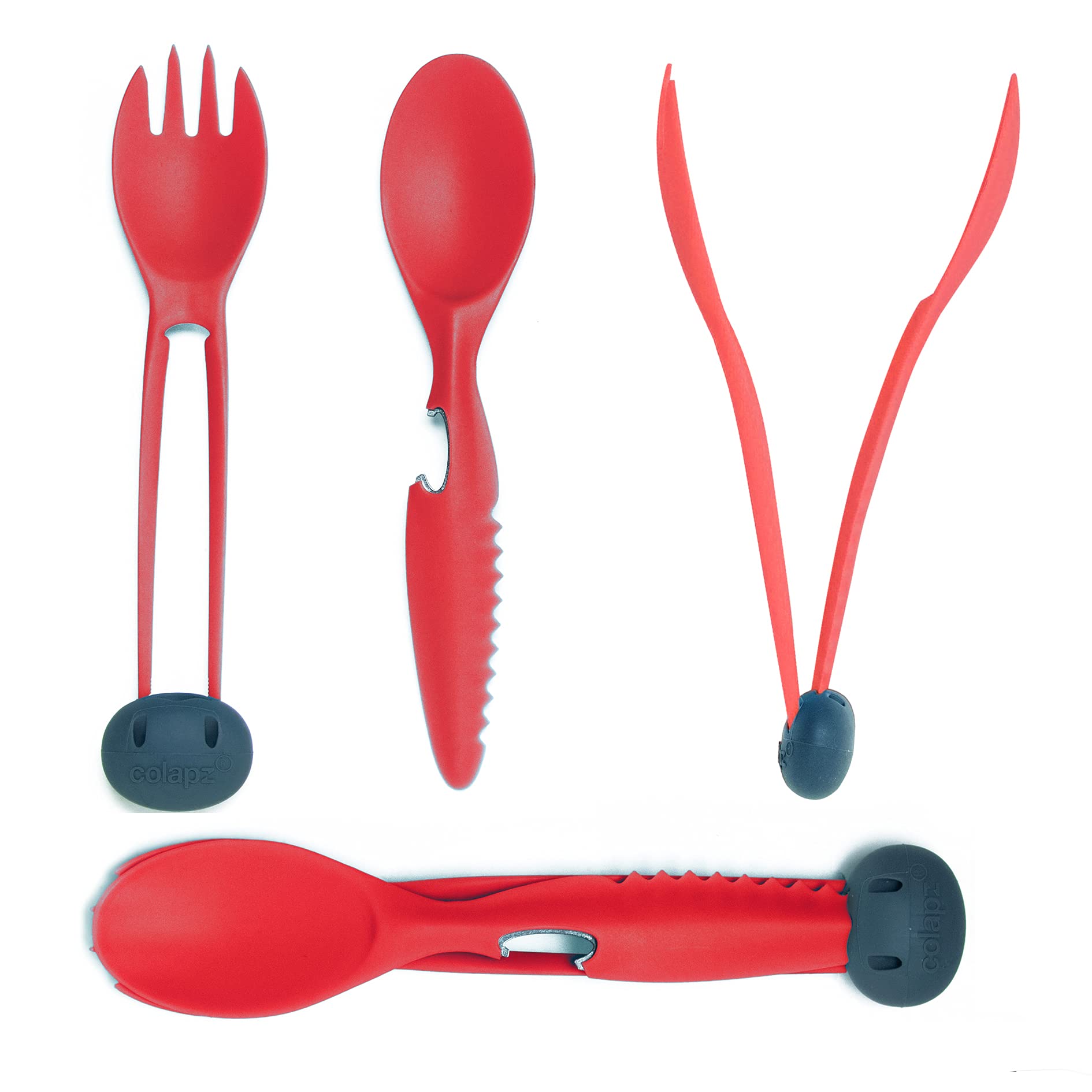 Colapz 7-in-1 Red Travel Cutlery Set - 7 Pieces, Plastic, Perfect for Travel, Camping, Picnic, Hiking, Lunchbox, Fishing, Daily Commute