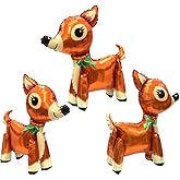Deermon Merry Christmas Walking Reindeer Selfstand Assembled Balloons, 3D Animal Xmas Deer Elk Fawn Foil Balloon For Festival Birthday Baby Shower Wedding Carnival Party Decoration