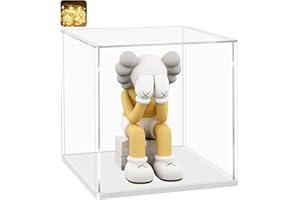 LANSCOERY Acrylic Display Case, Assemble Large Showcase Display Box for Collectibles, with Dustproof & Seamless Display Design, 18x18x18 inch White Base