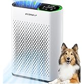 Air Purifier for Large Room, Cleans 2,400 ft² in 30 Mins, 3-Stage True HEPA, 360° Airflow, Large Touch Display Control, Real-Time Air Quality (PM2.5) Display, Ultra-Quiet 20dB Sleep Mode, HAP602 White