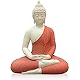 Houlu 12 inch Ceramic Buddha Statue, Sitting Buddha, Meditating Seated Buddha Figurine for Home Decor, Office Decor, Garden Decor, Indoor/Outdoor - Red