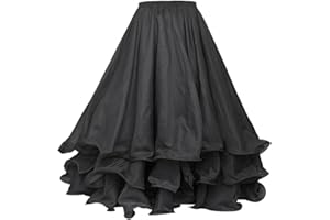 BellyLady Belly Dance Skirt Halloween Tribal Chiffon Tiered Maxi Full Skirt 37.8 Inch Length