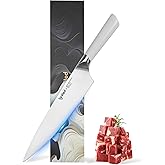 IGNITED CUTLERY Chef Knife 8 Inch, German High Carbon Stainless Steel Kitchen Knife with Ergonomic White Handle, Ultra Sharp Professional Cooking Knife in Gift Box for Home & Restaurant