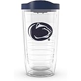 Tervis Made in USA Double Walled Penn State University Nittany Lions Insulated Tumbler Cup Keeps Drinks Cold & Hot, 16oz - Black Lid, Primary Logo