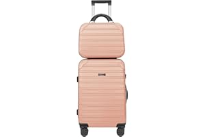Feybaul Luggage Set 2PCS Suitcase PC+ABS Carry On Luggage with Spinner Wheel Pink 14/20