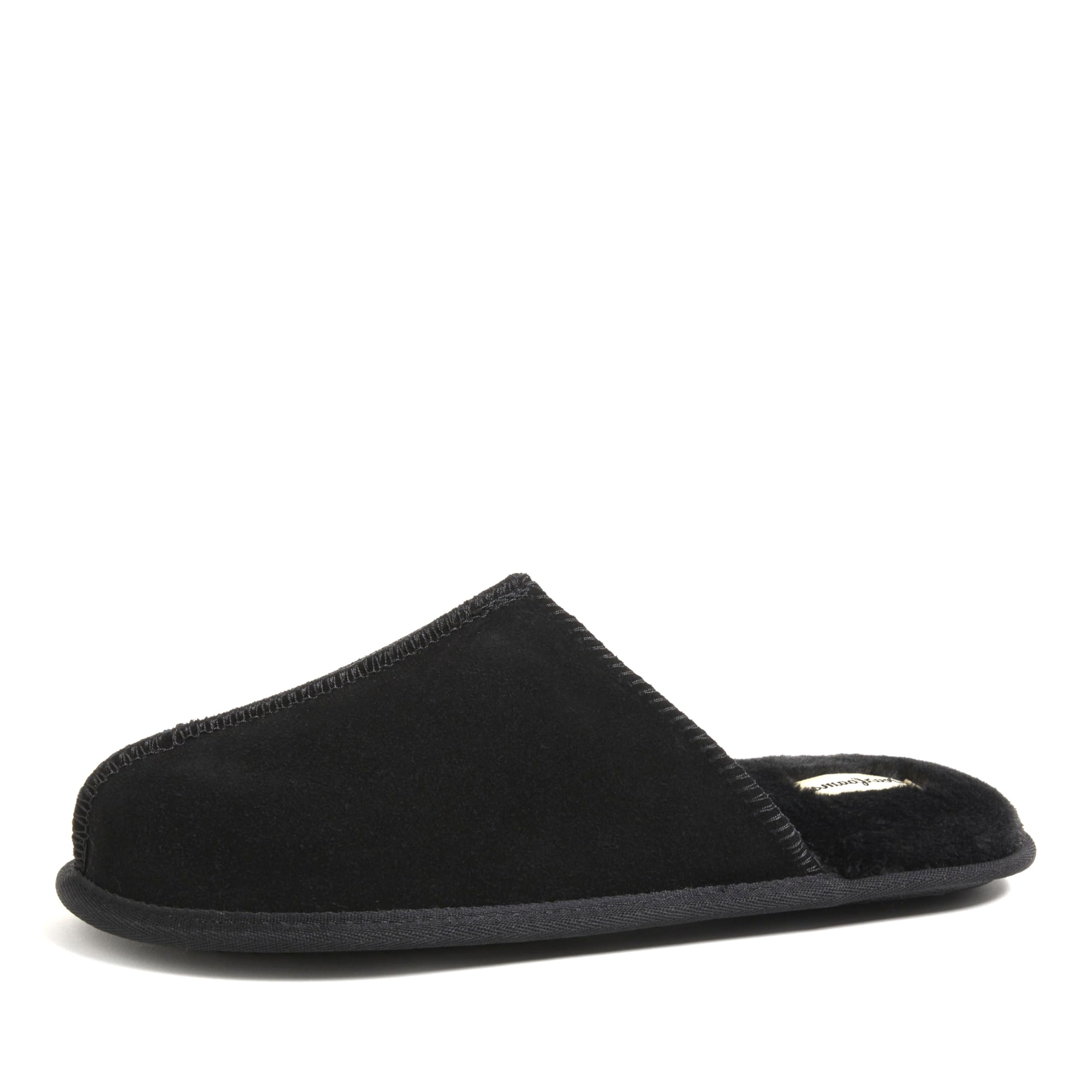 Dearfoams mens Genuine Suede Closed Toe Scuff Slipper, Black, 13 US