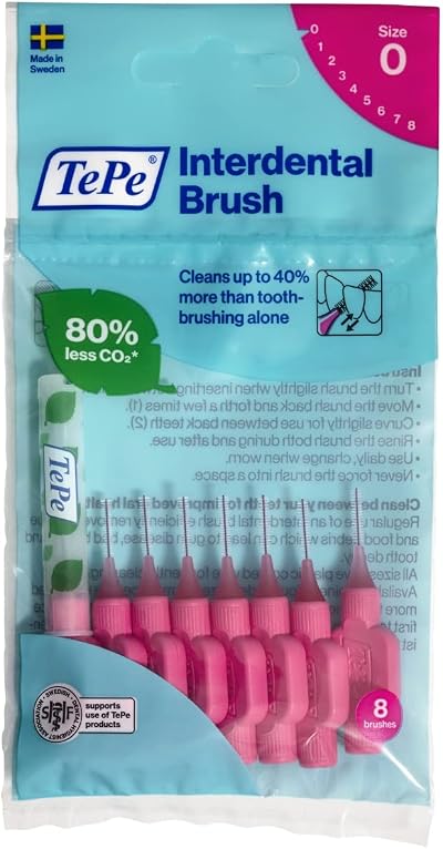 TePe 0.4 mm Size 0 Original Interdental Brush Pack of 8