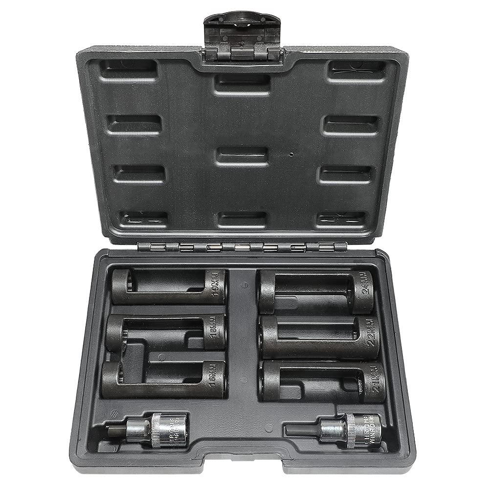 Photo 1 of Strut Nut Socket 16mm 18mm 19mm 21mm 22mm 24mm with 12 Point 1/2" Drive Suspension Strut Spreader Socket 8pc Shock Absorber Tool