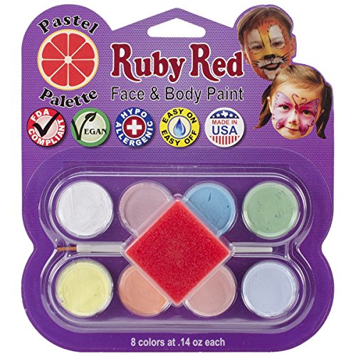 Ruby Red Paint, Inc. Face Paint, 2ML X 8 Colors - Pastel Palette