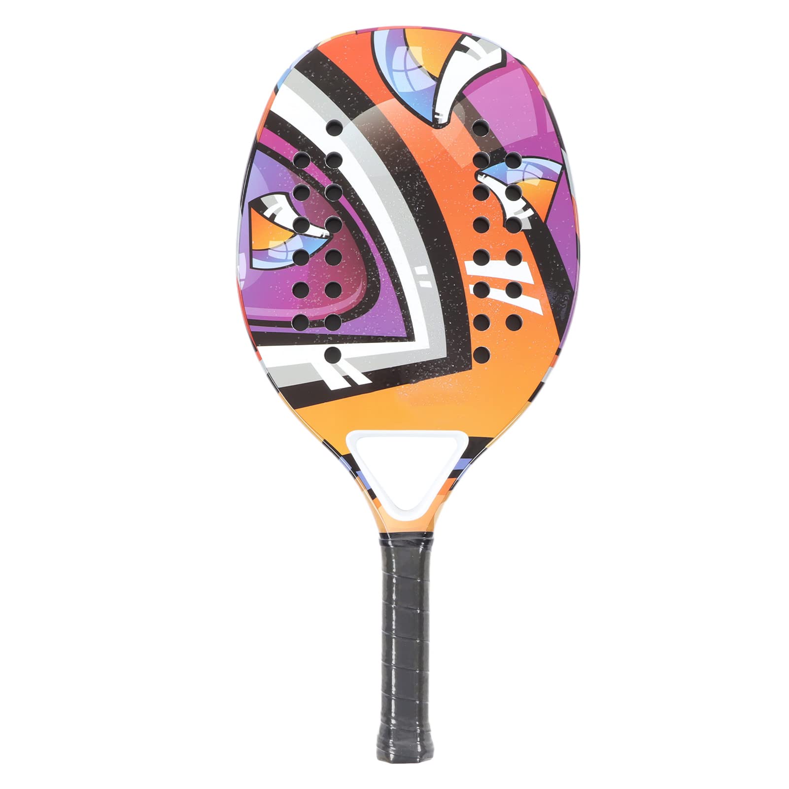 Beach Tennis Racket, Portable Padel Racket Carbon Fiber Fashionable Non Slip Sweat Wicking Paddleball Racquet Carbon Fiber with EVA Memory Flex Foam