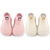 FABRST 2 Pairs Baby Sock Shoes Infant Boys Girls Non Slip Shoes Slippers Toddler First Walking Shoes Slip-on Sneakers