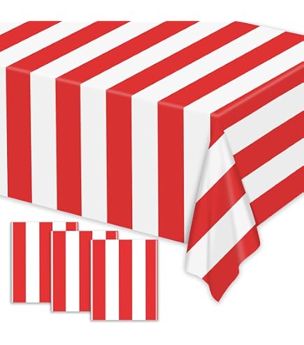 SHESRA Carnival Circus Tablecloth Set - 3 Pack Plastic Waterproof Table Covers, 51 X 87 Inches