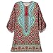 HiMONE Women's Summer Boho Retro Printed Casual Mini Beach Floral Tunic Dress Large