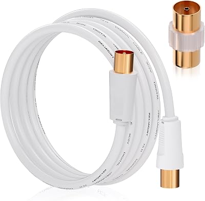 RELIAGINT TV Aerial Cable 1m 75 Ohm Coaxial Lead IEC 9.5mm Male to Male